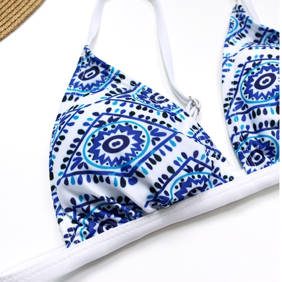 Boho blue and white print bikini - Picture 4 of 7